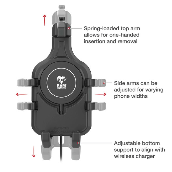 Ram Mount RAM Quick-Grip Pro w\/Ball  Qi2 15W Wireless Charger [RAM-HOL-PD5B-W2MU]