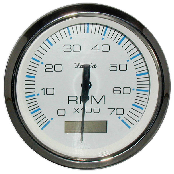 Faria Chesapeake White SS 4" Tachometer w/Hourmeter - 7,000 RPM (Gas - Outboard) [33840]