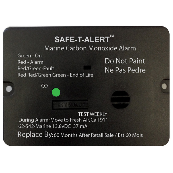 Safe-T-Alert 62 Series Carbon Monoxide Alarm w/Relay - 12V - 62-542-Marine-PLY-NC - Flush Mount - Black [62-542-MARINE-RLY-NC]