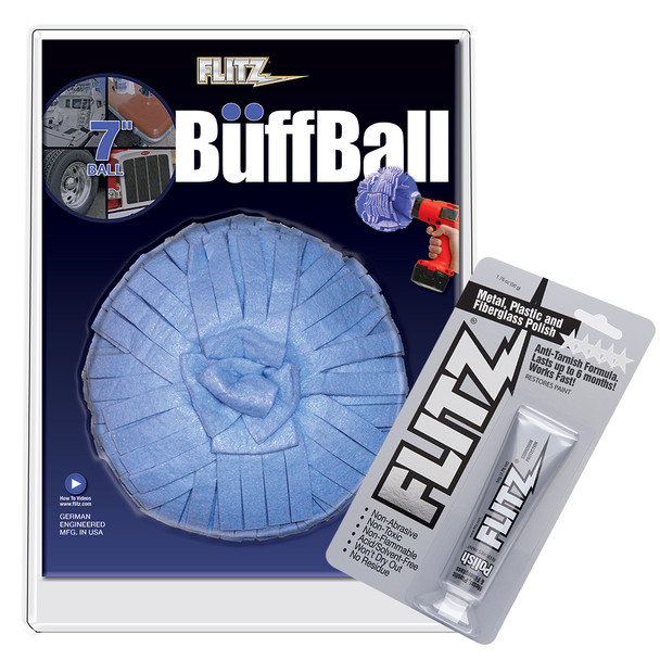 Flitz Buff Ball - Extra Large 7" - Blue w/1.76oz Tube Flitz Polish [WB 201-50]