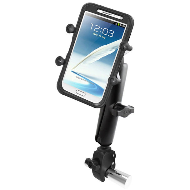 RAM Mount Tough-Claw Base w\/Long Double Socket Arm & Universal X-Grip IV f\/Large Phone\/Phablet Cradle [RAM-B-400-C-UN10U]