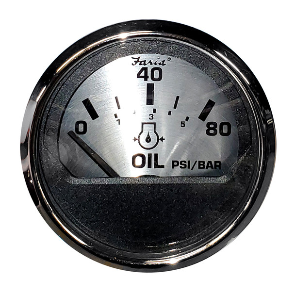 Faria Oil Pressure Gauge (80 PSI) - Spun Silver [16002]