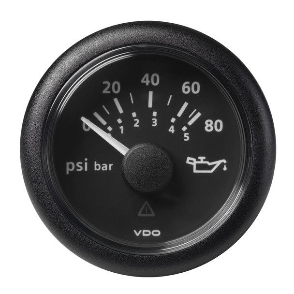 VDO Marine 2-1/16" (52MM) Viewline Oil Pressure Gauge 80 PSI/5 Bar - 8-32V - Black Dial  Round Bezel [A2C59514128]