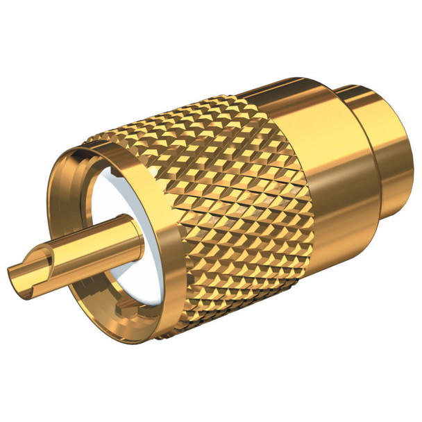 Shakespeare PL 259 58 G Gold Solder-Type Connector w/UG175 Adapter & DooDad Cable Strain Relief f/RG-58x [PL-259-58-G]