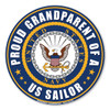 Made In USA Proud Grandparent Of A U.S. Sailor Circle Magnet (5" x 5")