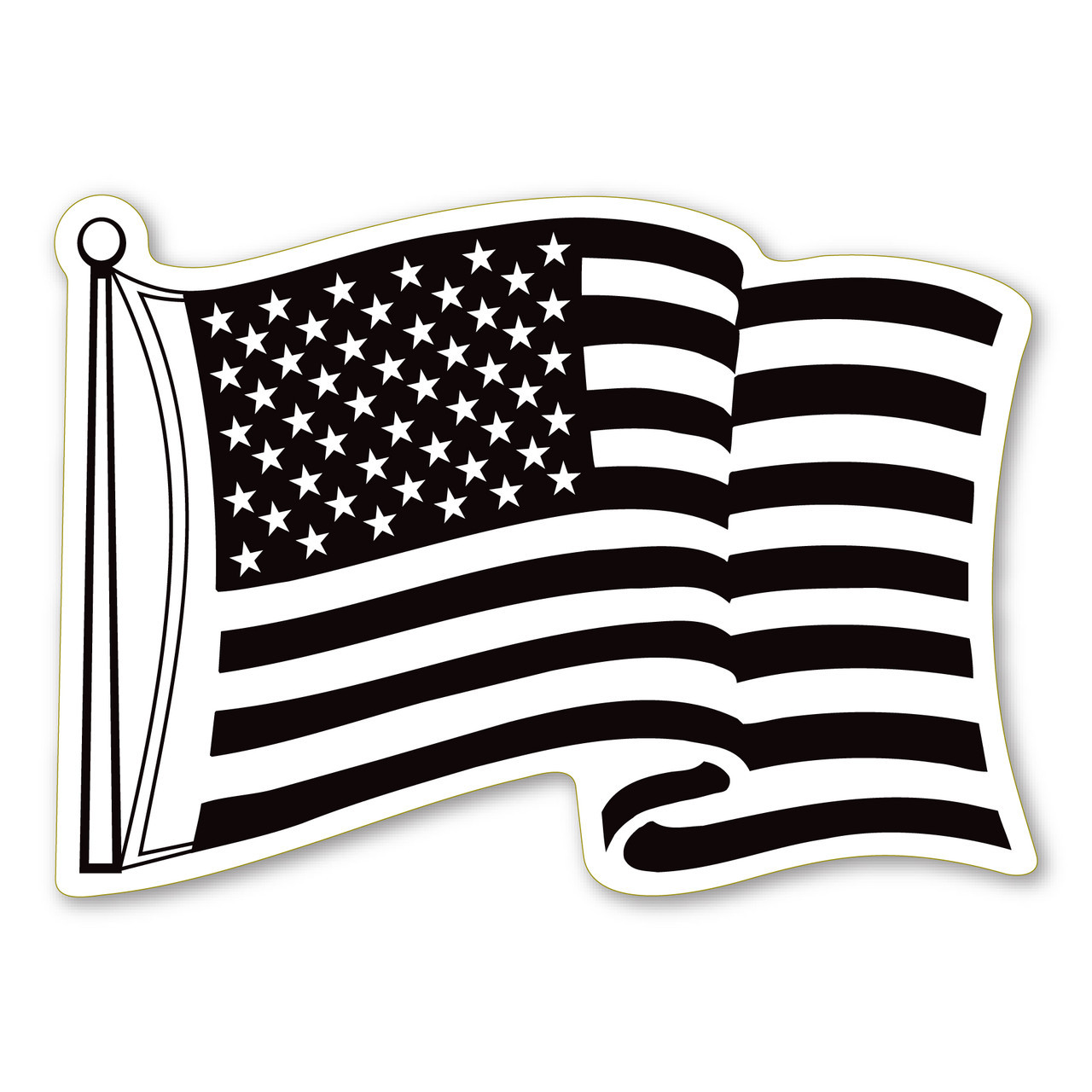 Made In USA Waving Black And White American Flag Magnet (5.5" x 7.75")