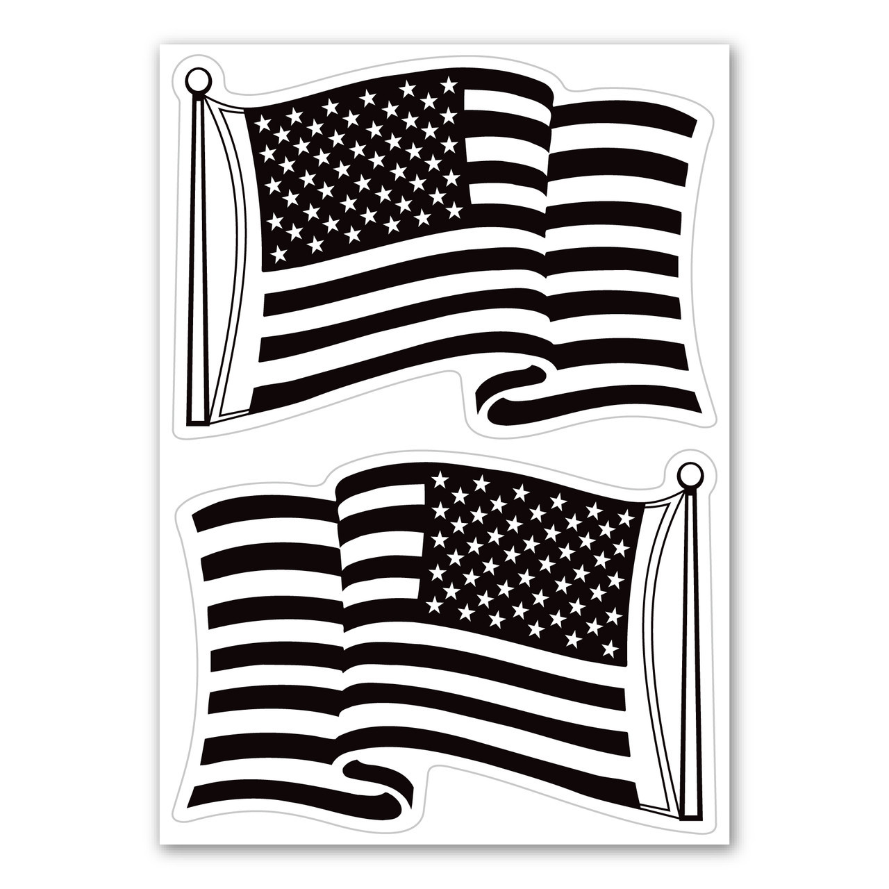 Made In USA Large Waving US Flag Pack - Black Magnet (4.45" x 6.25")