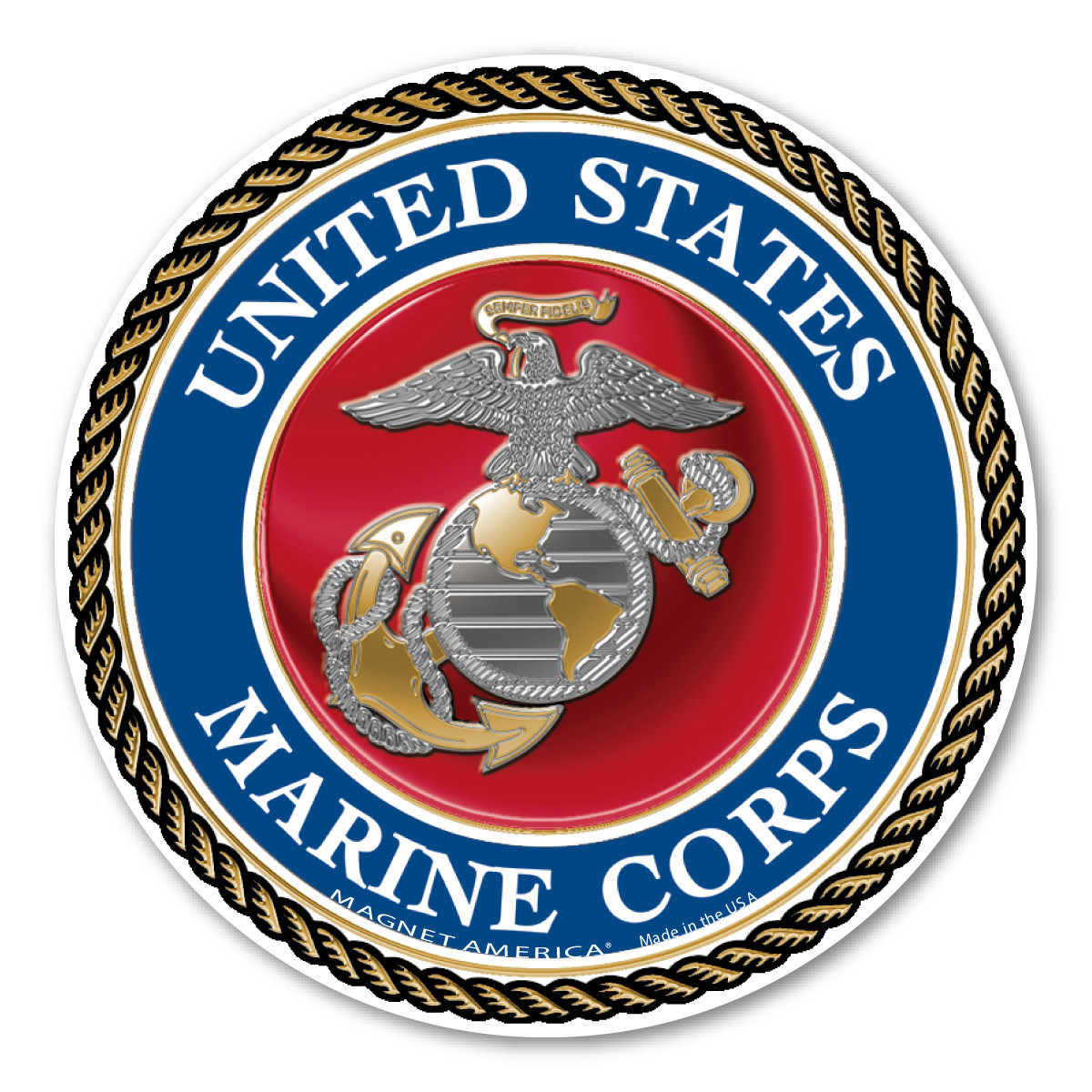 Made In USA USMC Seal Mini Circle Magnet (2.5" x 2.5")