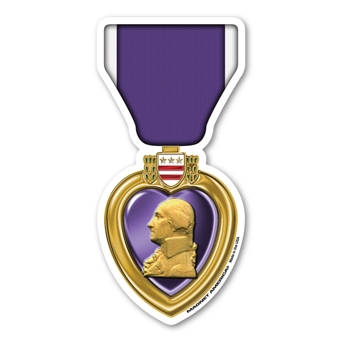 Made In USA Purple Heart Magnet (5.25" x 2.5")