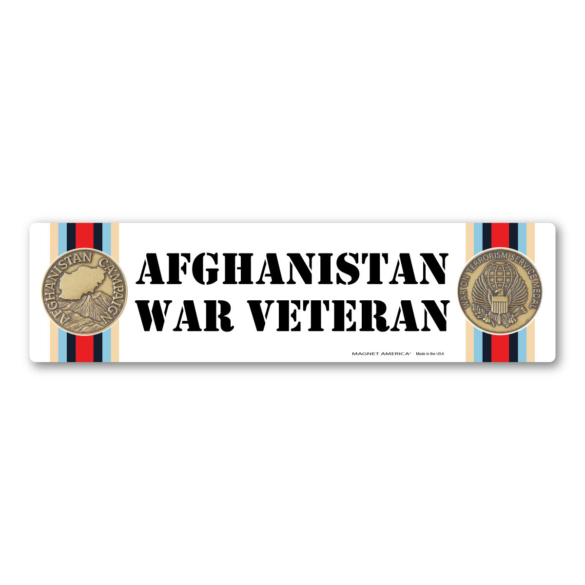 Made In USA Afghanistan War Veteran Bumper Strip Magnet (2.88" x 7.75")