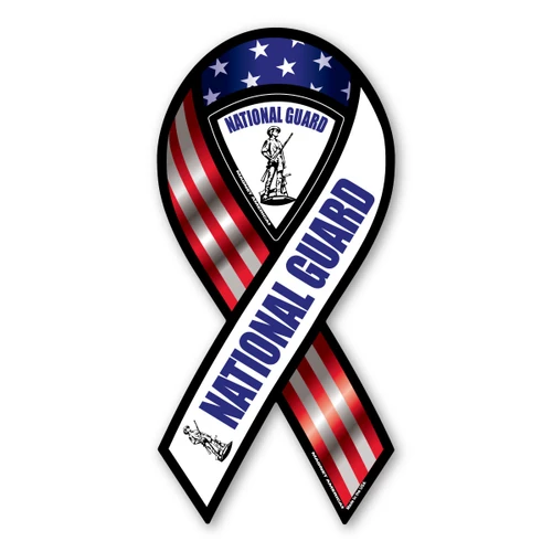 Made In USA National Guard Red, White And Blue 2-in-1 Ribbon Magnet (8" x 3.88")