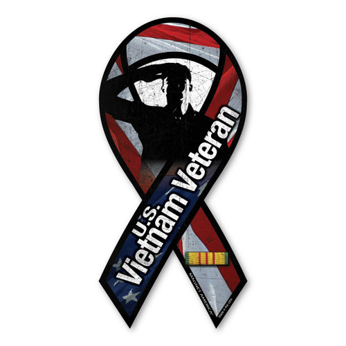 Made In USA Vietnam War Veteran Salute Ribbon Magnet (8" x 3.88")