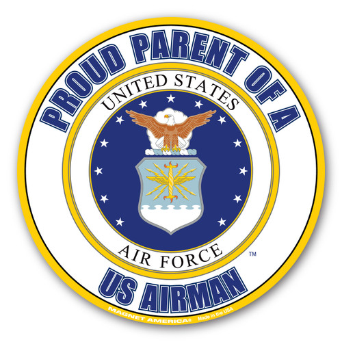 Made In USA Proud Parent Of A U.S. Airman Circle Magnet (5" x 5")