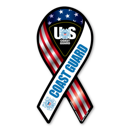 Made In USA Coast Guard Red, White And Blue 2-in-1 Mini Ribbon Magnet (4" x 2")