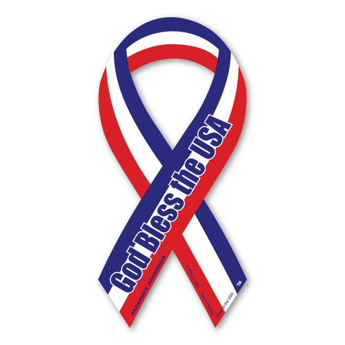 Made In USA God Bless The USA Red, White And Blue Mini Ribbon Magnet (4" x 2")