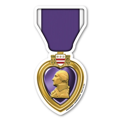 Made In USA Purple Heart Magnet (5.25" x 2.5")