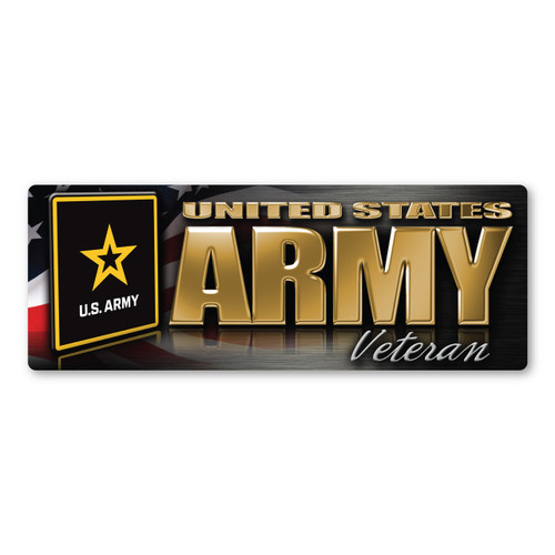 Made In USA Army Veteran Chrome Bumper Strip Magnet (2.88" x 7.75")