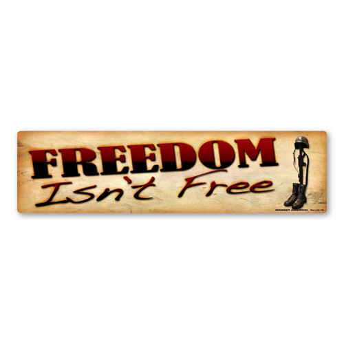 Made In USA Freedom Isn't Free (Tan) Bumper Strip Magnet (2.88" x 10.88")