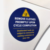 Laundromat Remove Clothes Promptly Warning Decal