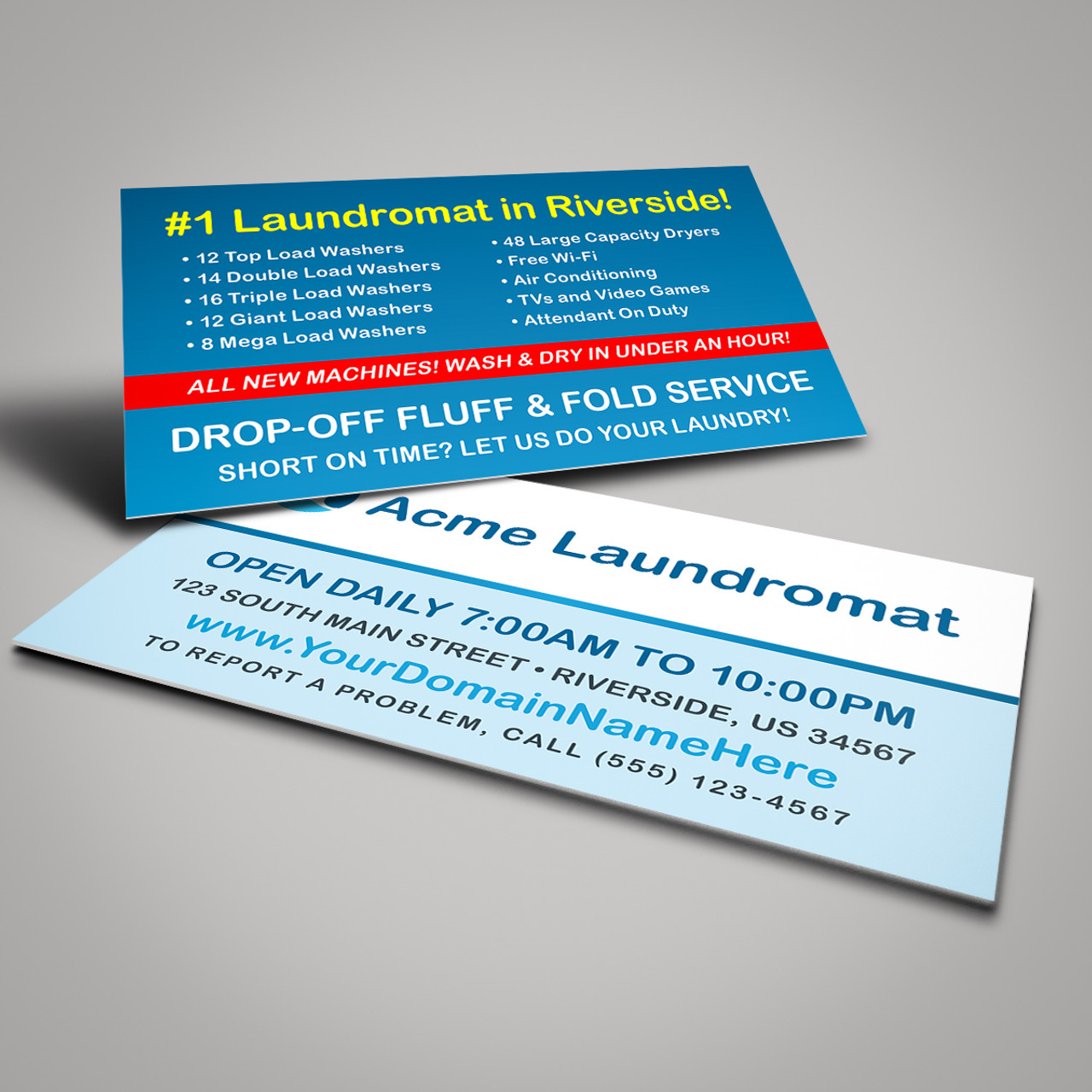 Premium Laundromat Business Card Package Laundromat Marketing