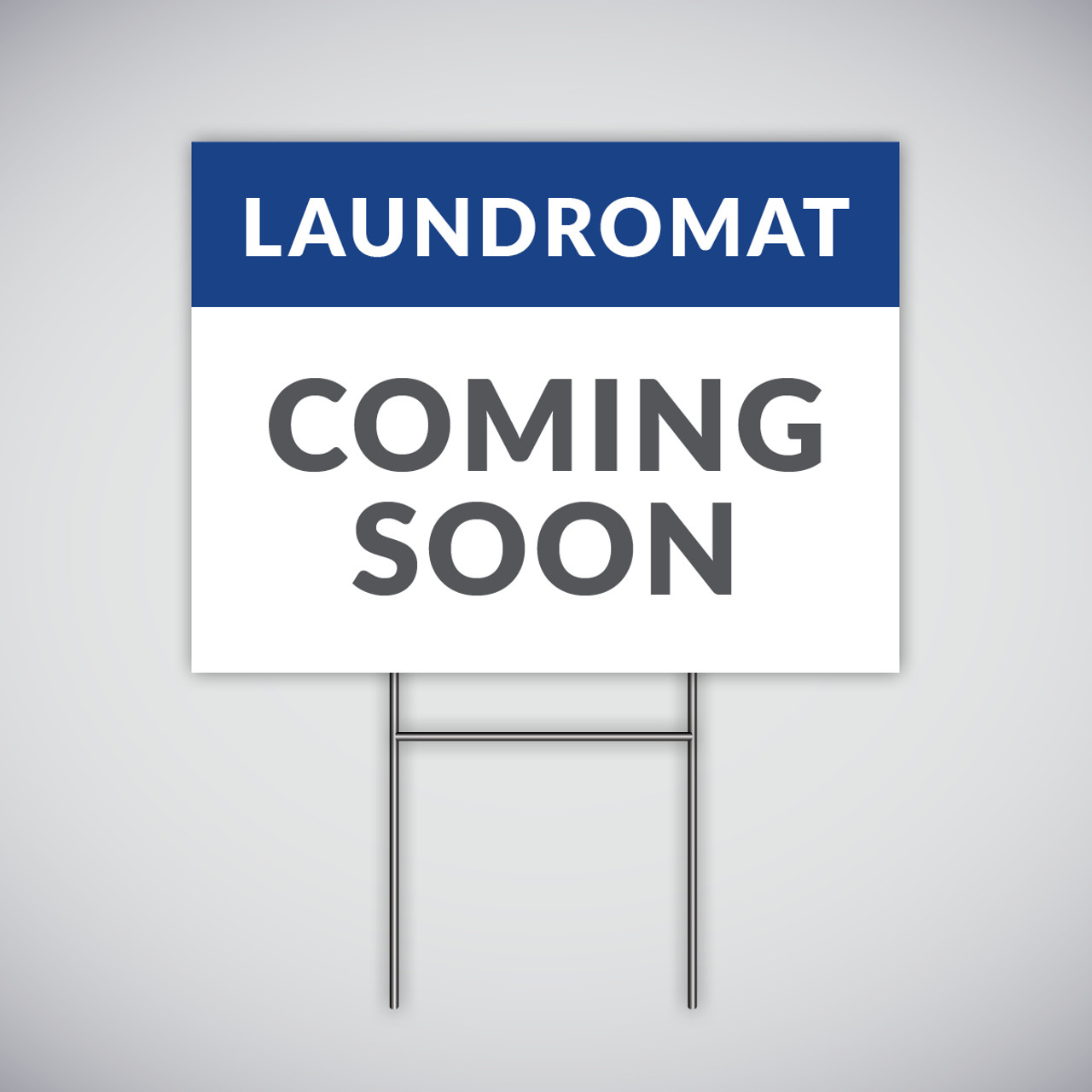 Laundromat Coming Soon Yard Sign - Blue