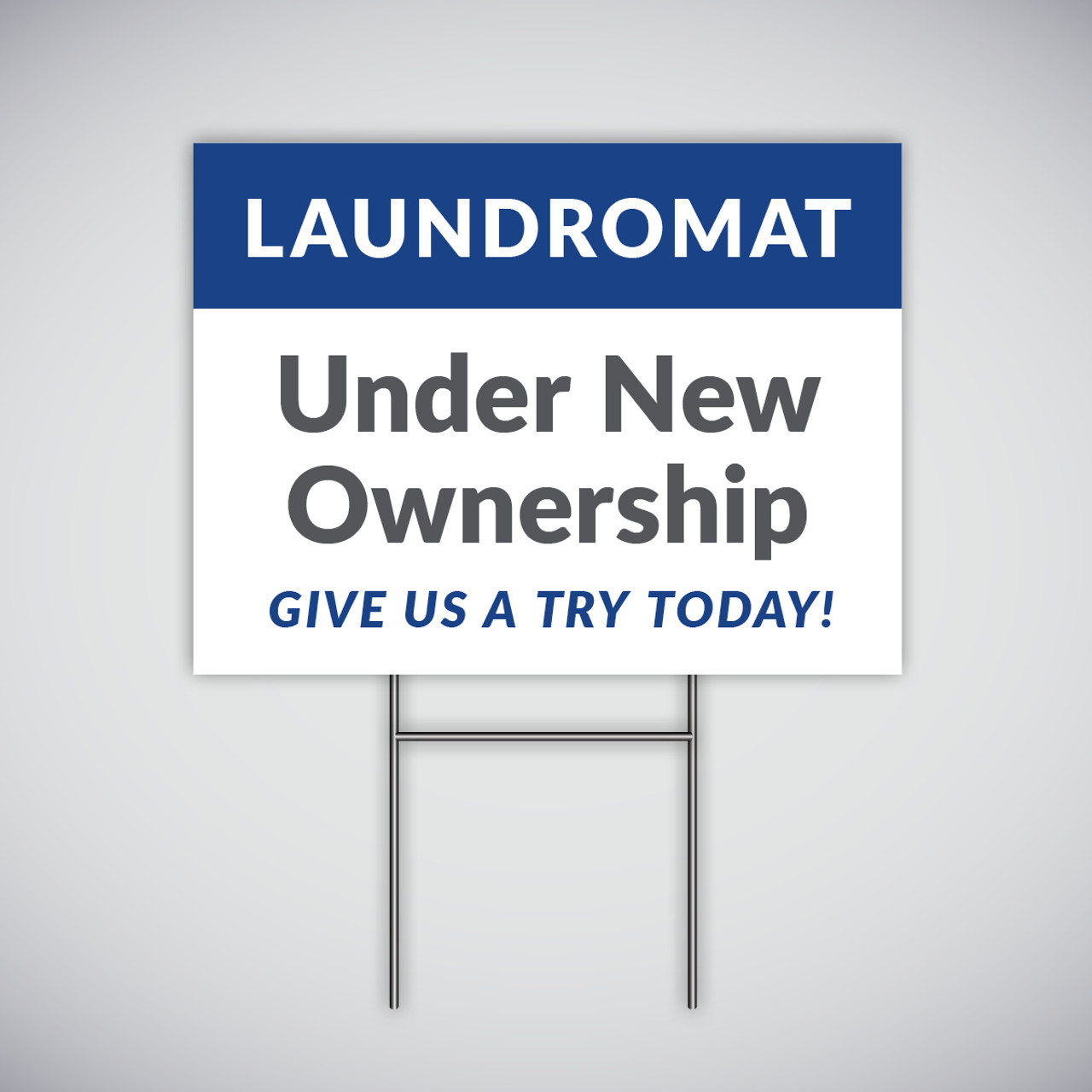 Laundromat Under New Ownership Yard Sign - Blue