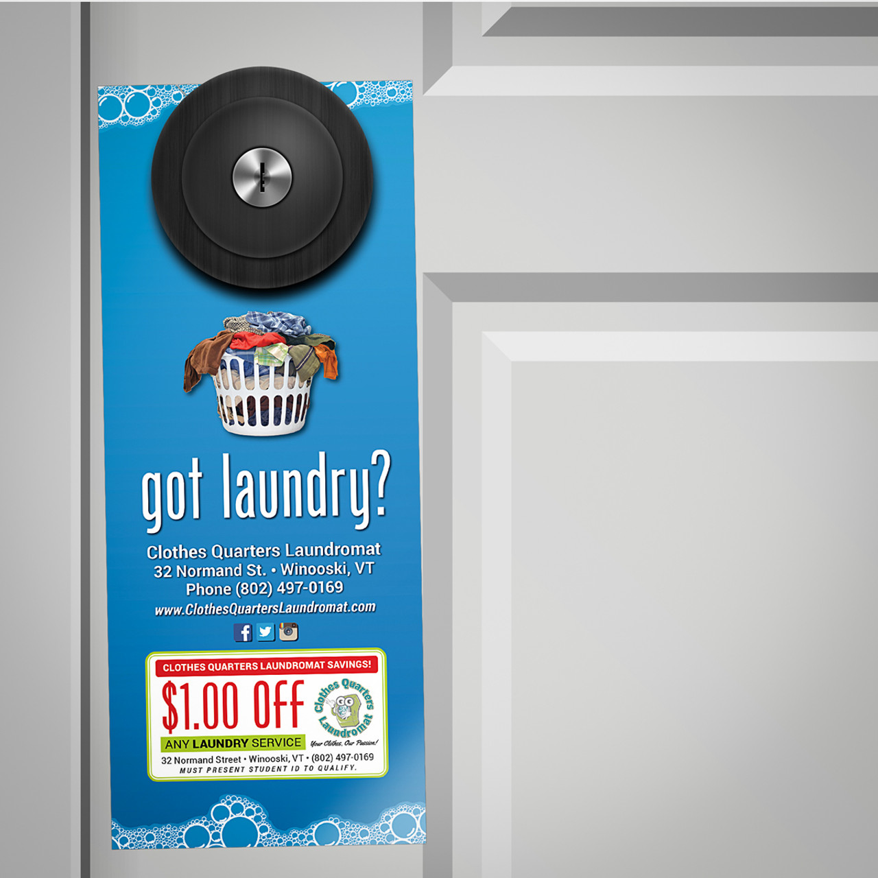 Laundromat Door Hanger Marketing Design and Print