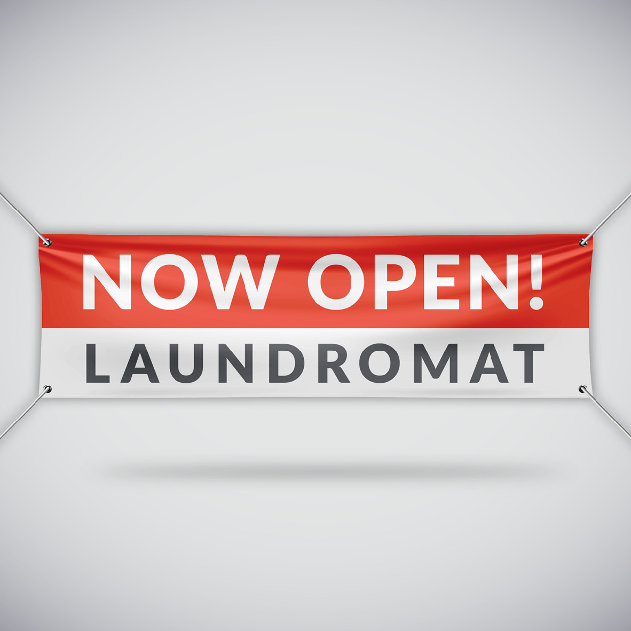 Now Open Laundromat Banner - Red