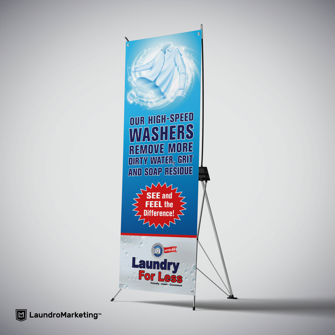 Laundromat Washateria Banner Sign with Stand