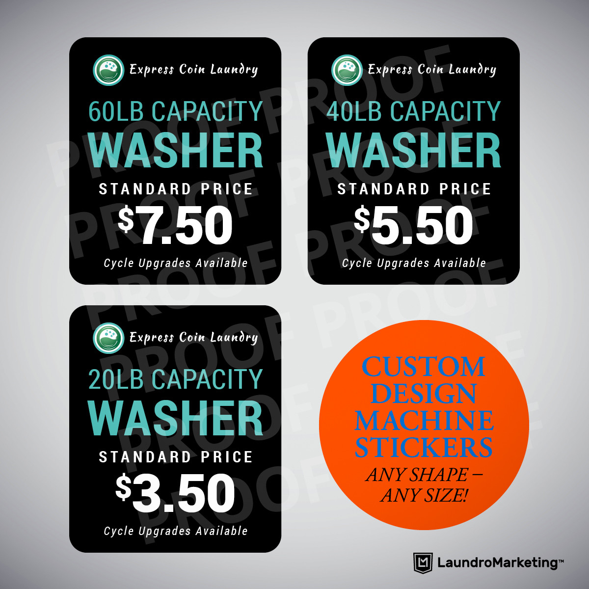 Coin Laundry Stickers 7mil Vinyl