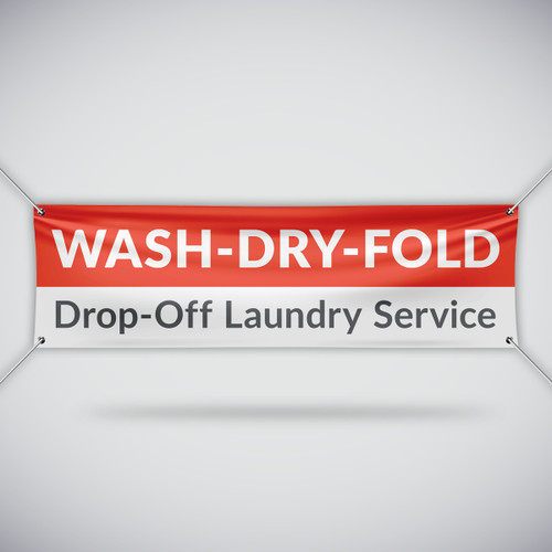 Laundromat Drop-Off Laundry Service Banner - Red