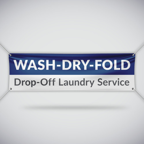 Laundromat Drop-Off Laundry Service Banner - Blue