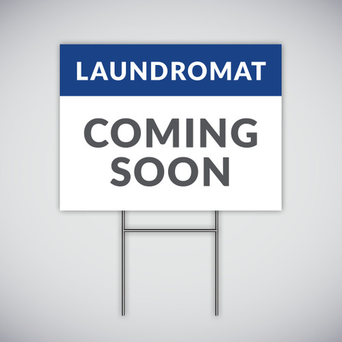 Laundromat Coming Soon Yard Sign - Blue