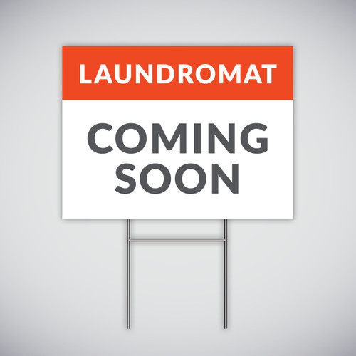 Laundromat Coming Soon Yard Sign - Red