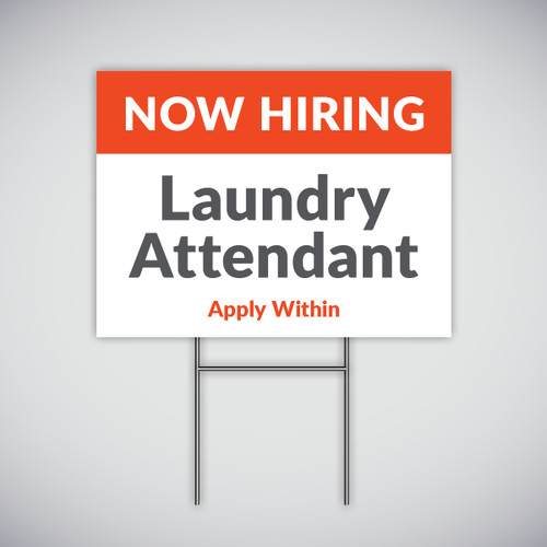 Laundromat Now Hiring Yard Sign - Red