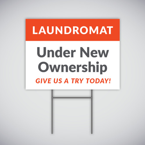 Laundromat Under New Ownership Yard Sign - Red