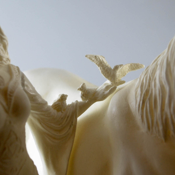 Rhiannon with Mari Llwyd - Hand cast statue