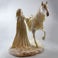 Rhiannon with Mari Llwyd - Hand cast statue