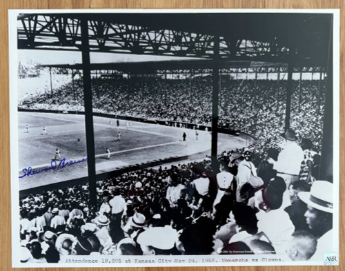 Sherwood Brewer Signed 11x14 Ernie Banks - KC Monarchs Negro League Photo