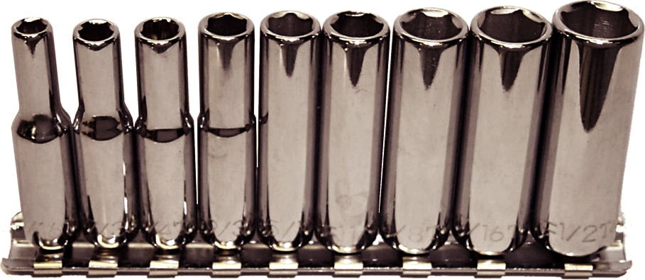 9 Piece 1/4" Drive 6 Point Deep SAE Sockets - 92409