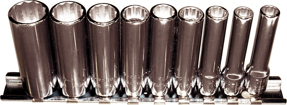 92509 - 9 Piece 1/4" Drive 12 Point Deep SAE Sockets