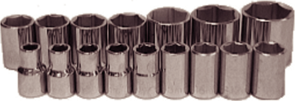 94216 - 6 Piece 1/2" Drive 6 Point Standard Metric Sockets