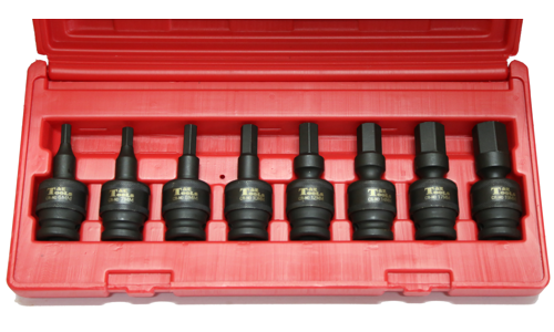 TE97449 - 8Pc. 1/2" Dr. Metric In-Hex Univ. Impact Skt. Set