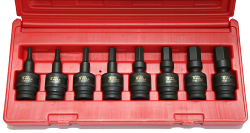 TE97449 - 8Pc. 1/2" Dr. Metric In-Hex Univ. Impact Skt. Set