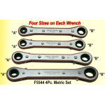 F5544 - 4Pc. Metric Quad Size Ratchet Ring Set (6 & 12 Pt.)