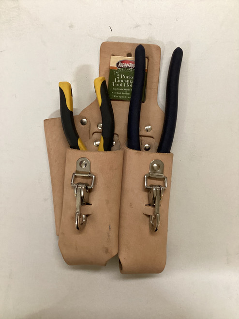 Two pocket linesmen tool holder With 6"needle nose and 9 1/4" side cutter