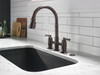 Delta 2390L-RB-DST Broderick Two Handle Pull Down Bridge Kitchen Faucet, Venetian Bronze