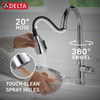 Delta 19877Z-SD-DST Capertee Single Handle Pull Down Kitchen Faucet with Soap Dispenser and ShieldSpray Technology, Chrome