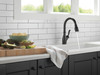 Delta 9178T-BL-DST Leland Single Handle Pull Down Kitchen Faucet with Touch2O and ShieldSpray Technologies, Matte Black