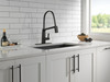 Delta 9693-BL-DST Pivotal Single Handle Exposed Hose Kitchen Faucet, Matte Black